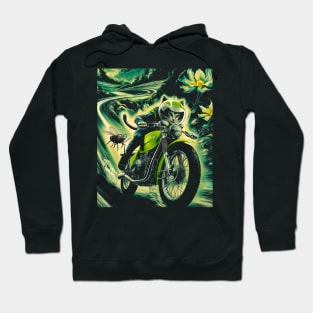 Cat on a Motorcycle Funny And Cicadas 2024 Hoodie